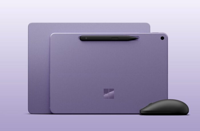 Surface Laptop, Surface Pro, caneta e mouse em fotografia de divulgação