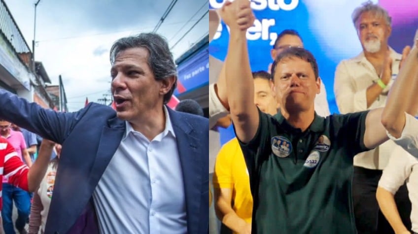 Quaest/SP: no 1º turno, Tarcísio oscila de 42% para 44%, e Haddad se mantém em 27%