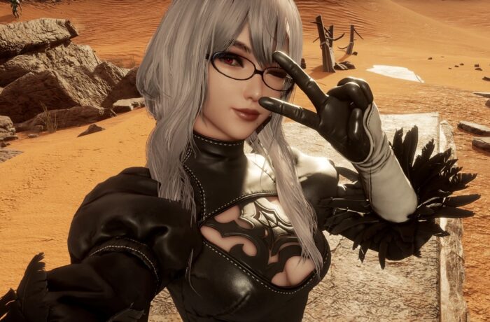 Personagem de Stellar Blade em cenário do jogo.